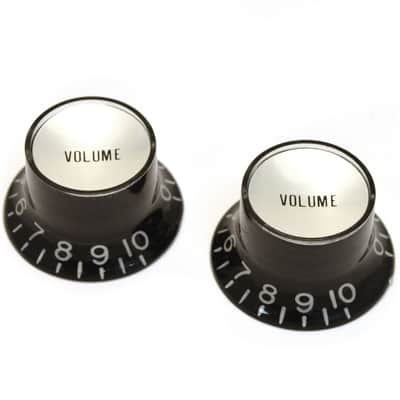 PK-0184-023 Reflector Volume Knobs Black/Silver  for USA Gibson® Guitar