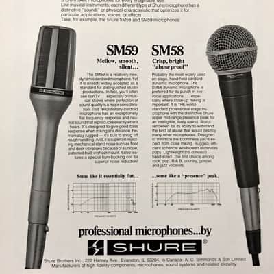 Vintage 1980's Shure SM59 dynamic cardioid microphone USA w mic clip Low Z SM58 SM54 SM53 image 3
