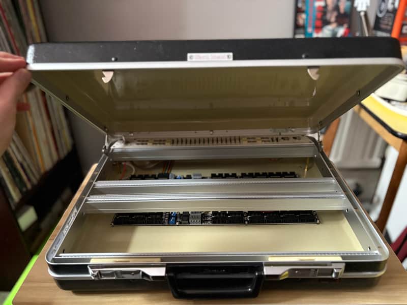 Eurorack Attache Briefcase w/. custom Mixer Module. 88HP, 7U (powered) 4 channel 2-Bus, 18 Fader Stereo/Mono Mixer Module image 1