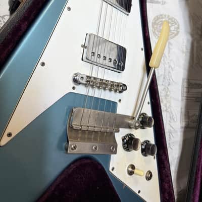 1992 Replica ‘67 Flying V Factory Frost Blue Lacquer Factory Reclaimed 1960’s Wood, 1967 Factory Parts, Wiring, Pat No Pickups Melody Maker Fingerboard Etc image 7