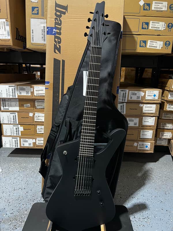 Ibanez Iron Label Iceman 7-string Electric Guitar - Black Flat image 1