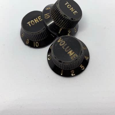 Set of 3 Hand Aged Fender knobs BLACK, relic, aged, Stratocaster, 59 Parts image 7