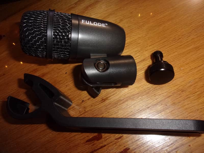 NEW Fulode 1 of 4 Snare Drum / Rack Tom / Floor Tom Black Dynamic Microphone w/ Rim mount Clip image 1