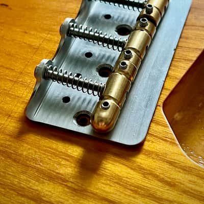 Waterslide Guitars Chopped Tele Hardtail Bridge Stainless Steel, Compensated Brass Saddles For Bigsby Telecaster, Half image 1