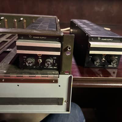 API 7312 1970s microphone preamp (x4) with rack and 2 power supplies image 4