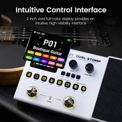 SORAN Dual Stomp Multi Effects Guitar Pedals, Rechargeable Multi Effects Processor with Expression Wah Volume 99 Presets 126 Effects 40s Loop 100 Drums 20 IR/NAM Slots USB Audio Record image 7