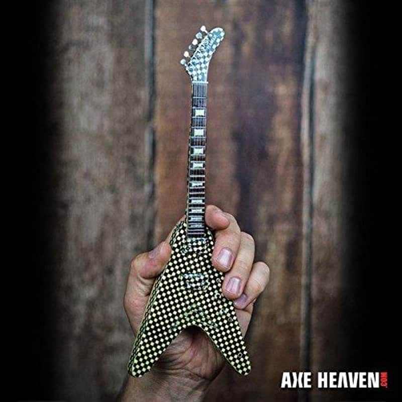 AXE HEAVEN Licensed Rick Nielsen Checkered Flying V MINIATURE Guitar Display image 1