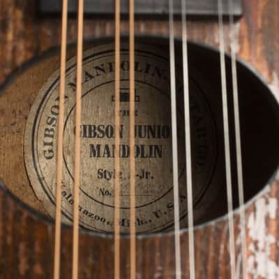 Gibson A-Junior Snakehead Carved Top Mandolin (1927), ser. #80820, period black hard shell case. image 13