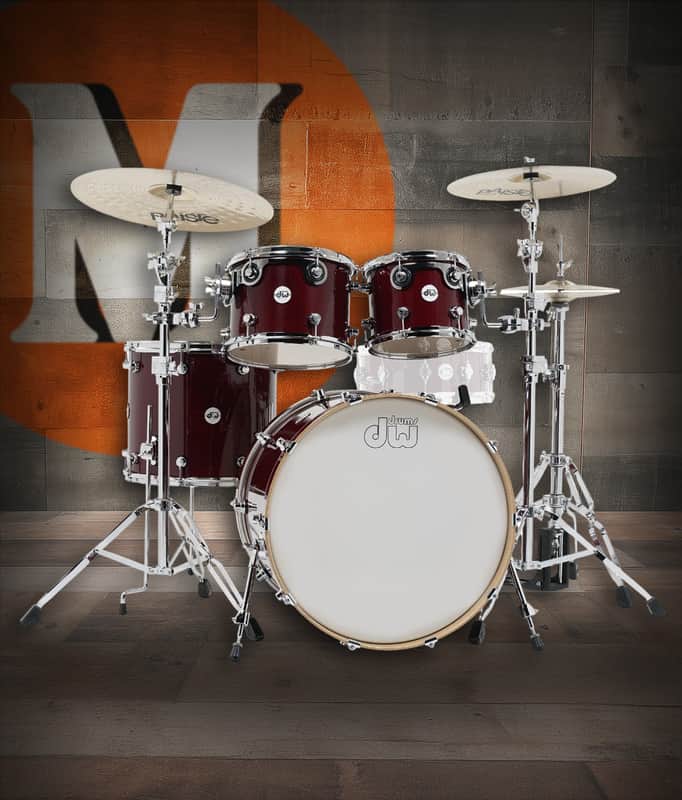 DW Design Series 4-Piece 22" Bass Drum Maple Shell Pack - Cherry Stain w/Chrome Hardware image 1