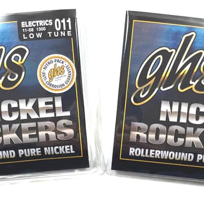 GHS Electric Guitar Strings 2-Sets  Nickel Rockers Rollerwound Light 11-58 Low Tune