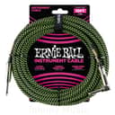 10' Braided Straight / Angle Instrument Cable - Black / Green - Dual Shielded 99.95 O2-free Copper Roadworthy Design, Limited Lifetime Warranty
