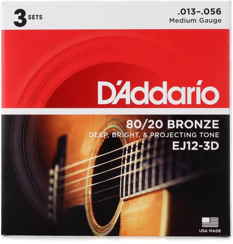 D'Addario 80/20 Bronze Acoustic Guitar Strings - .013-.056 Medium (3-pack) image 1