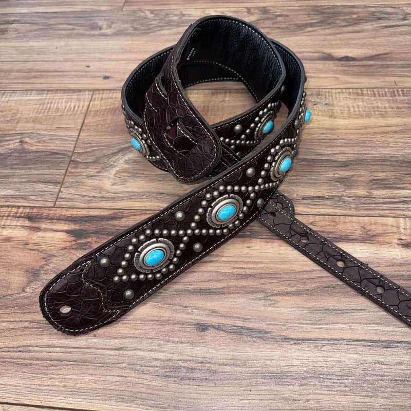 Carlino Orianthi turquoise chocolate leather strap 2026 - Chocolate image 1