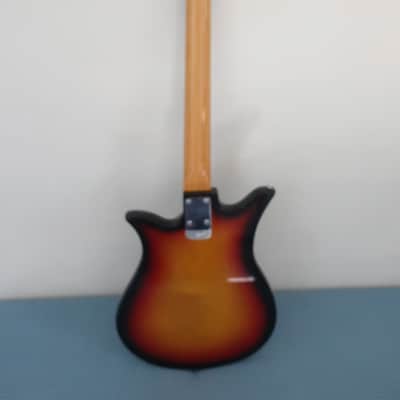 Vintage 1960s Teisco Guitar Tulip Model E-110 2 PU Clean Rare Sunburst image 2
