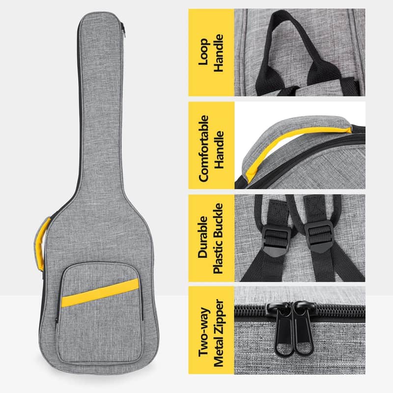 Electric Bass Guitar Gig Bag | Waterproof Padded Backpack Case, 0.4" Thick Protection image 1
