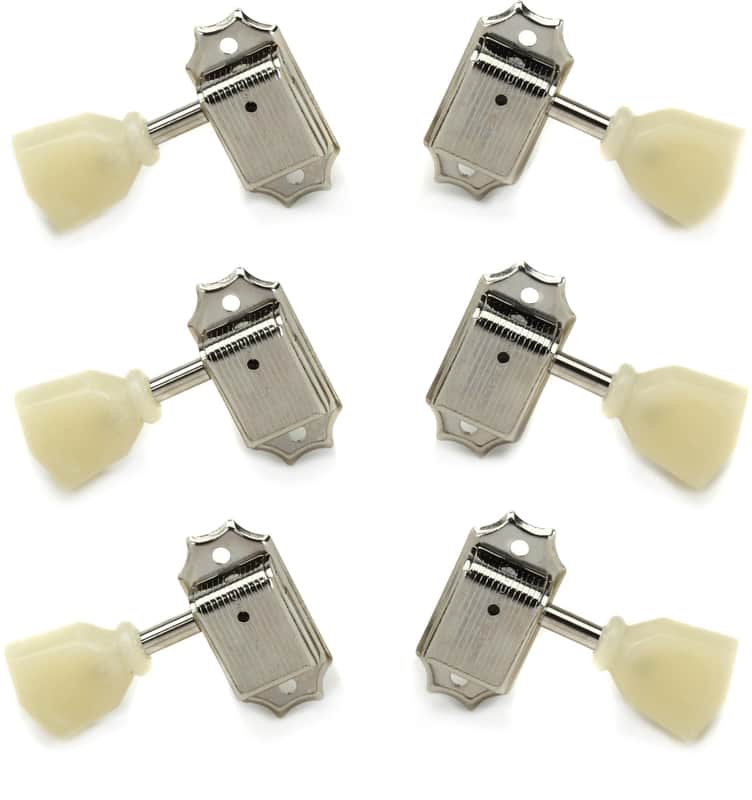 Gibson Accessories Vintage Les Paul Tuning Machine Set - Nickel with Pearloid Buttons image 1