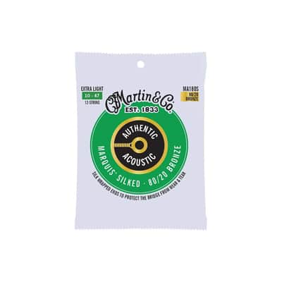 Martin MA180S Authentic 80/20 Bronze Marquis Silked Acoustic 12-String Guitar Strings - Extra Light .010-.047 image 1