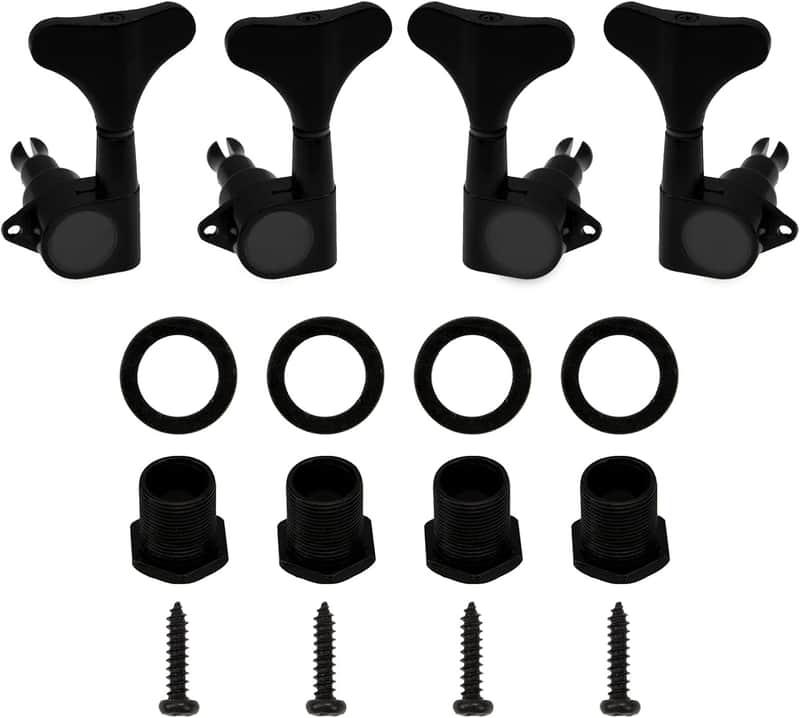4Pcs Sealed Bass Tuning Pegs Machine Heads 2R2L Compatible with Electric Bass Tuners Replacement Parts (Black) image 1