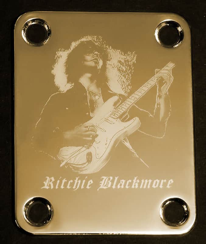 GUITAR NECK PLATE Custom Engraved Etched - Fits Fender - RITCHIE BLACKMORE - Gold image 1