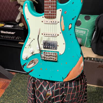 Vintage Guitars V6 ProShop Unique Left Hand LV6PC0003 2026 - Ventura Green Overspray Tobacco image 6