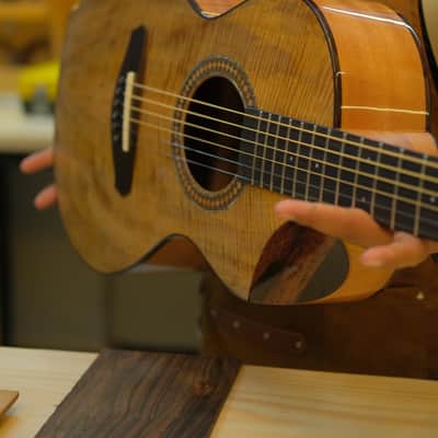 Batiksoul Guitars No.#126 - Parlour Crescentia Moon Flamed Mango ( Hybrid Bracing ) image 2