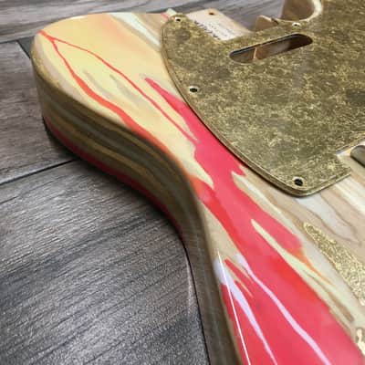 Made to Order - FRANCHIN Mars guitar body Colorful Wood Grain Oil Paint and Metallic Leaf Swamp Ash Telecaster-Tele-T-Style Made in Italy image 9