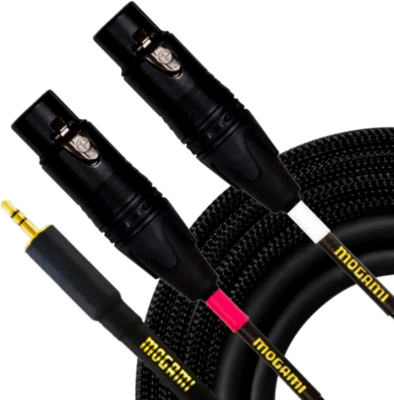 Mogami Gold 3.5-2XLRF-20 Stereo Audio Y-Adapter Cable, Dual XLR-Female to 3.5mm TRS Plug, Gold Contacts, Straight Connectors, 20 Foot image 1