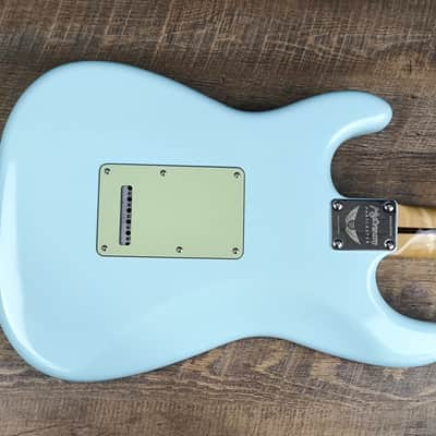 MyDream Partcaster Custom Built - Sonic Blue Flamed JM Silver Strat image 3