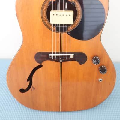 Weird Gear Alert! Flower Power! Vintage 1960s Unknown Home Made Acoustic Electro Guitar Hippy Height Ashbury Busker Scene Very Well Made With Rare Parts Vintage Rare DiMarzio Humbucker pickup & Patent Pending Grover Tuners 3+3 image 11