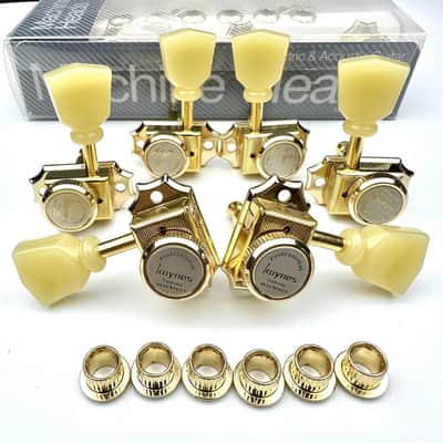 Kaynes 3x3 Guitar Lock String Tuning Pegs – Gold Vintage Deluxe Style Locking Tuners Keys Machine Heads Tuners for Les Paul LP SG Style Electric or Acoustic Guitar (Golden) image 3