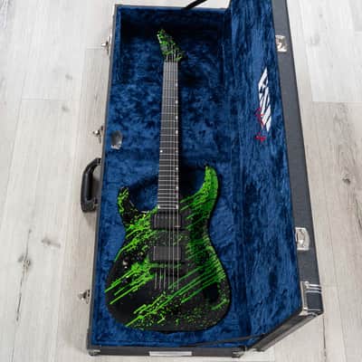ESP USA Horizon-II Left-Handed Guitar, Ebony Fretboard, EMG 57 / 66 Pickups, Alien Blood Splatter image 11