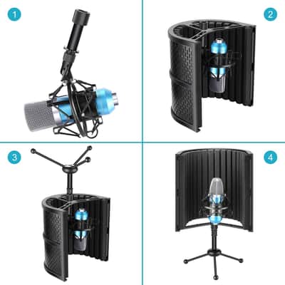 Pop Filter Microphone Isolation Shield + Tripod image 3