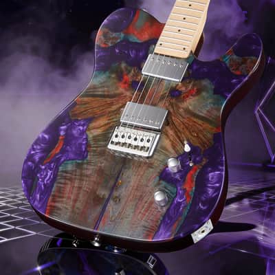 Electric Guitar, 24-Fret Maple Neck with Matte Finish, Glossy Top/Back, Dual Humbucker Pickups, 3-Way Switch, Fixed Bridge, White Brass Frets, Black Inlays(Purple) image 3