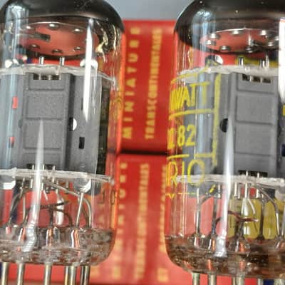 Rare NOS NIB early 70's PHILIPS AMPEREX 12AU7 ecc82  DIMPLED DISC GETTER  Heerlen perfect matched pair very strong, fully tested Superb sounding tubes ! image 6