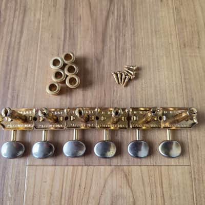 Set of Vintage 1964 - 1967 Fender Kluson Double-Line Gold Tuners w/ Screws, Ferrules! Extremely Rare Jazzmaster, Jaguar, Stratocaster Parts! image 5