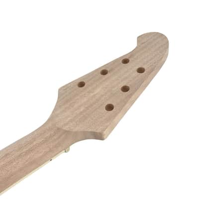 Electric Guitar Neck Triangular head 22 Fret 628mm Mahogany Rosewood Electric Guitar Head Necks Normal nut Bolt on heel With Binding Block Inlay image 9