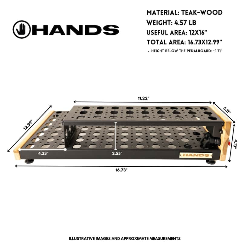 Pedalboard VTX 12x16 with Riser - Natural Teak - Hands Custom image 1