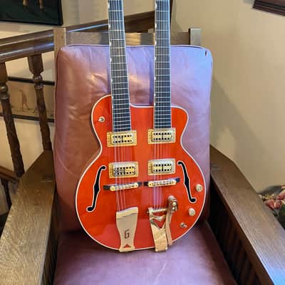 Gretsch 6120 Double Neck Electric Guitar — Orange, Gold Hardware image 1