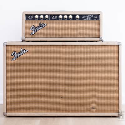 1964 Fender Bassman 6G6-B Tuxedo Brown Panel Blonde Vintage Piggyback Tube Amp, 100% Original w/ Oxford 12M6 image 1
