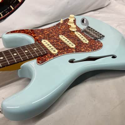 Fender Limited Edition American Professional II Stratocaster Thinline Semi-Hollow Body Electric Guitar - Transparent Daphne Blue image 20