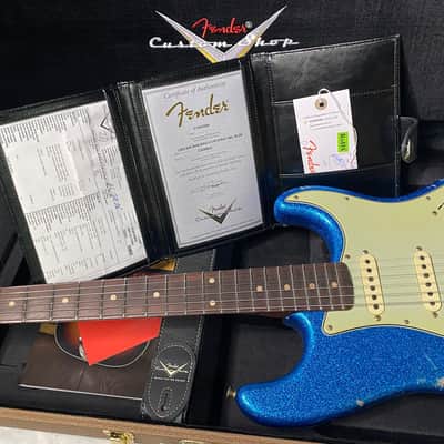 NEW ! Fender Custom Shop Limited Edition 1960's DUALMAG II Stratocaster - Journeyman Relic - Aged Blue Sparkle Finish - AAA Rosewood Board - Authorized Dealer - 7.9lbs - G07110 image 14