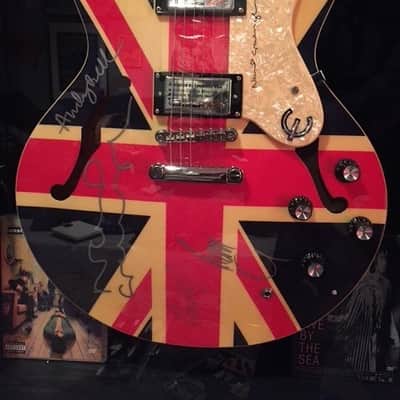Epiphone Supernova late 90's - Union Jack -signed by Oasis in silver marker with COA and HSC image 3