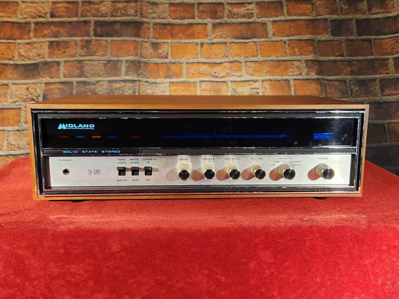 Vintage 1970s Midland International 19-549 AM/FM Multiplex Stereo Receiver Wood image 1