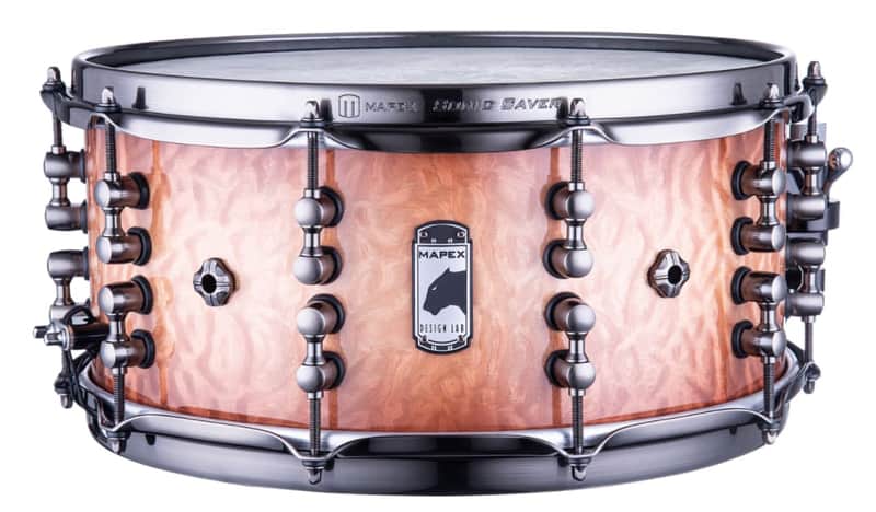 Mapex 6.5x14" Maple / Mahogany Black Panther Design Lab Versatus Peach Burst - BPDLMH4460LPW image 1
