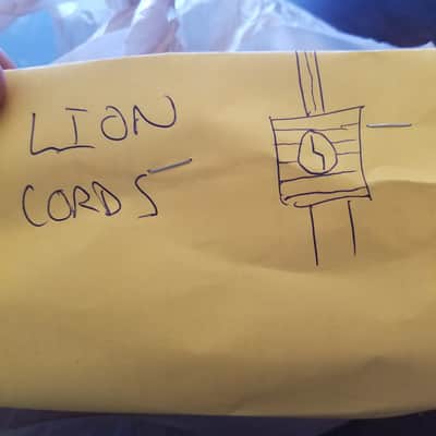 Lion Cords one (1) 117V Power Cord Electric Cable cut Vintage non-polarized black, grey 1940s-1960s image 2
