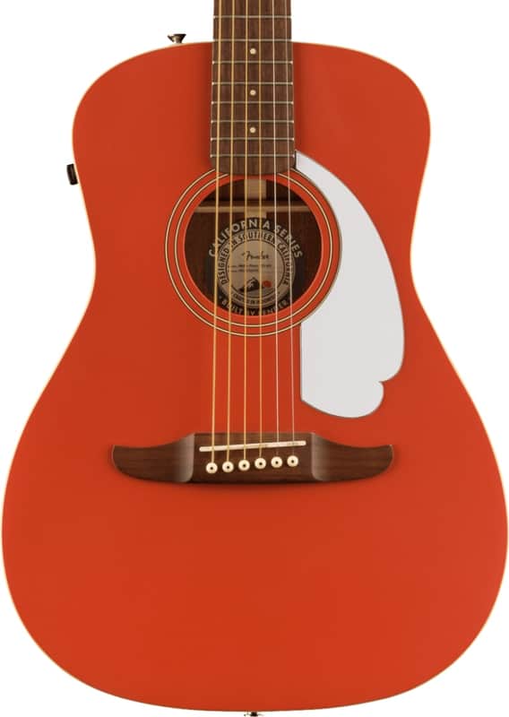 Fender Malibu Player Acoustic Guitar. Walnut Fingerboard, White Pickguard, Fiesta Red image 1