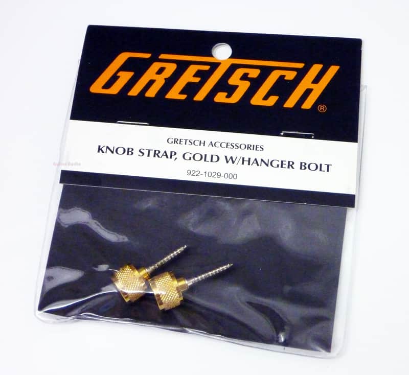Genuine Gretsch Gold Guitar Strap Button Knobs and Hanger Bolts, Gold, Set of 2 image 1