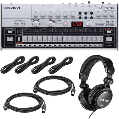 ROLAND BOUTIQUE TR-06 DRUMATIX, Tascam TH02, (4) 1/4 Cables, (2) Midi Cables Bundle