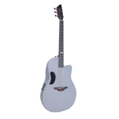 WINZZ AFO300C Solid Spruce Top With Carbon Fiber Back Acoustic Electric Guitar - Grey image 1
