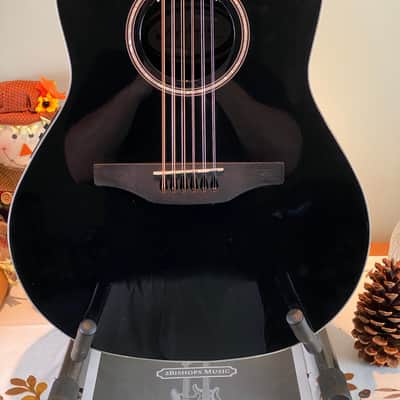 Applause Standard AB2412II-5 12-string Mid-Depth Acoustic-Electric Guitar – Black image 2